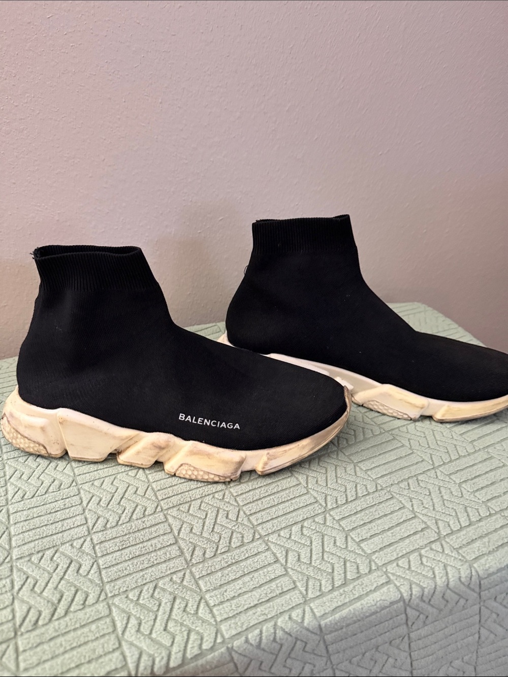 Balenciaga Black Knit Sock-Style Chunky Sole Sneakers - Picture 2 of 5